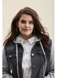Zhenzi Denim Jakke Med Sweat Ærmer Zhenzi Denim Jakke Med Sweat Ærmer