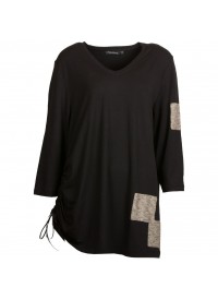 Handberg Bluse i Sort med hør tern Handberg Bluse i Sort med hør tern