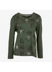 Handberg Bluse grøn med blomster Handberg Bluse grøn med blomster