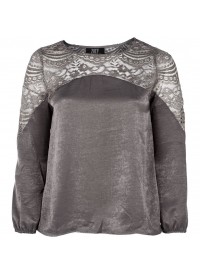 Zoey Satin Bluse med blonde Zoey Satin Bluse med blonde